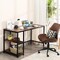 Costway 55'' Computer Desk Office Study Table Workstation Home w/ Adjustable Shelf Black/Coffee/Brown